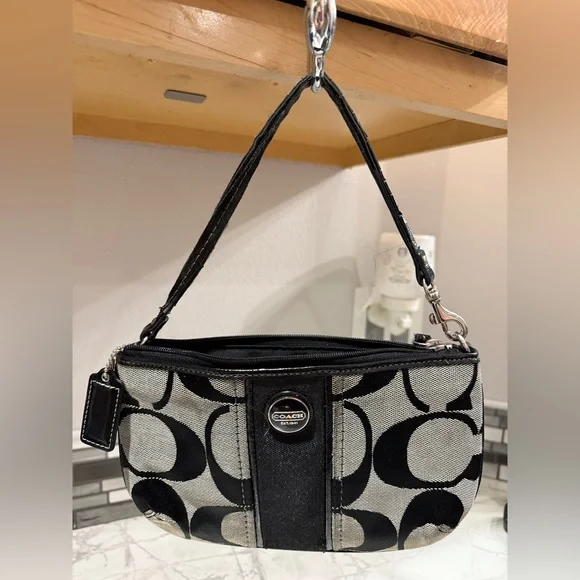 Coach Monochrome Signature Pouch with Strap Bag - Picture 1 of 4